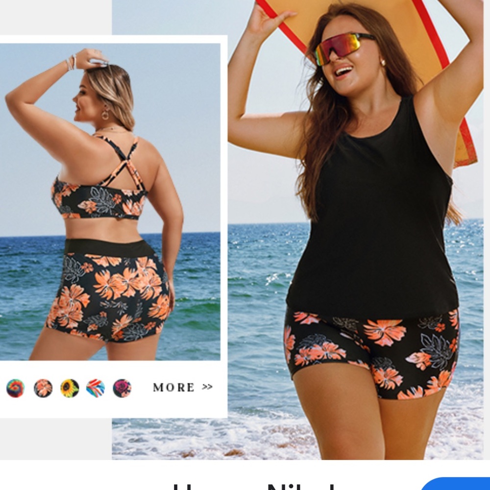Orange and Black Floral Bikini Set